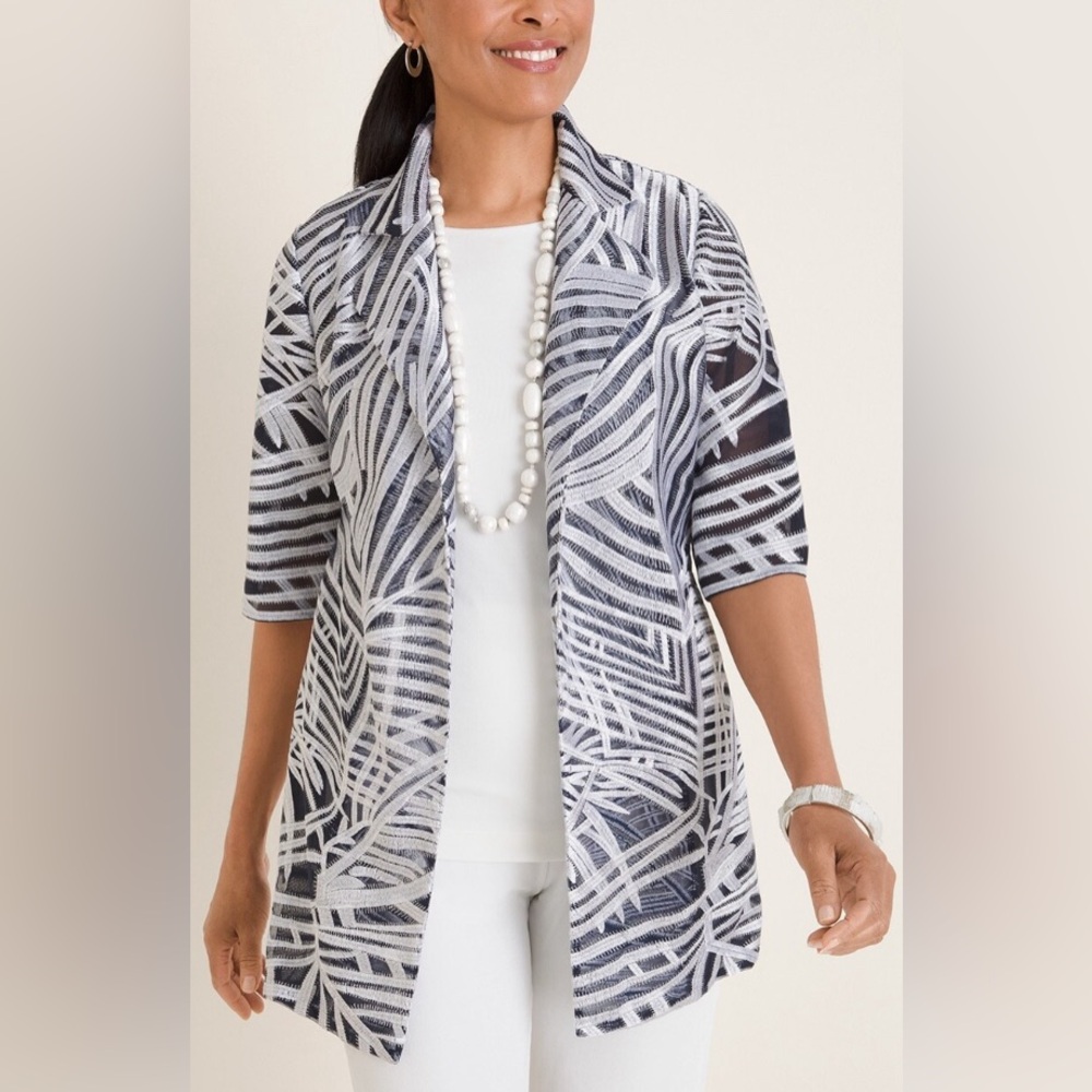 Chico’s NWT 💥 Travelers Collection printed strip jacket